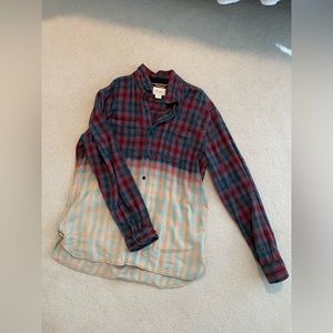 Faux Bleached Flannel Shirt Jacket